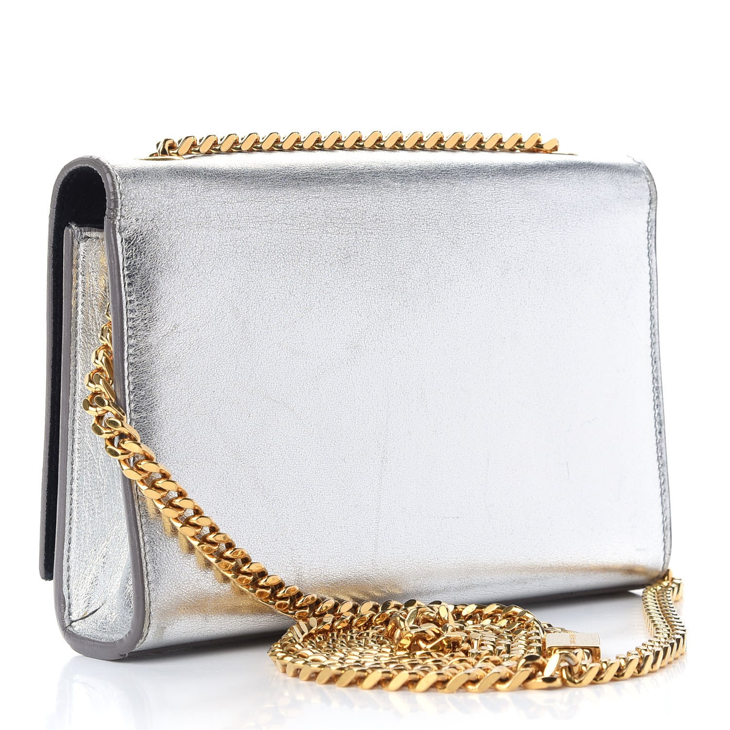 Saint Laurent Metallic Calfskin Small Classic Monogram Kate Tassel Satchel Silver 3 of 10