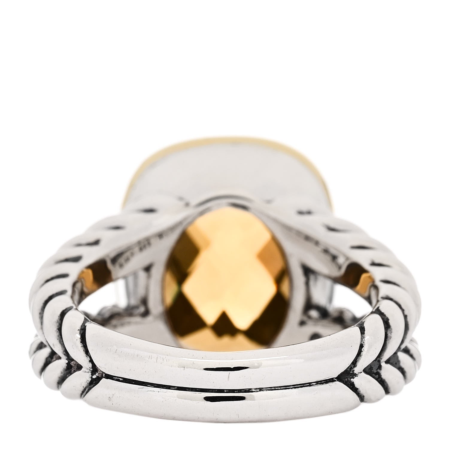 David Yurman Sterling Silver 18K Yellow Gold Citrine 14mm Noblesse Ring 54 6.75 4 of 5