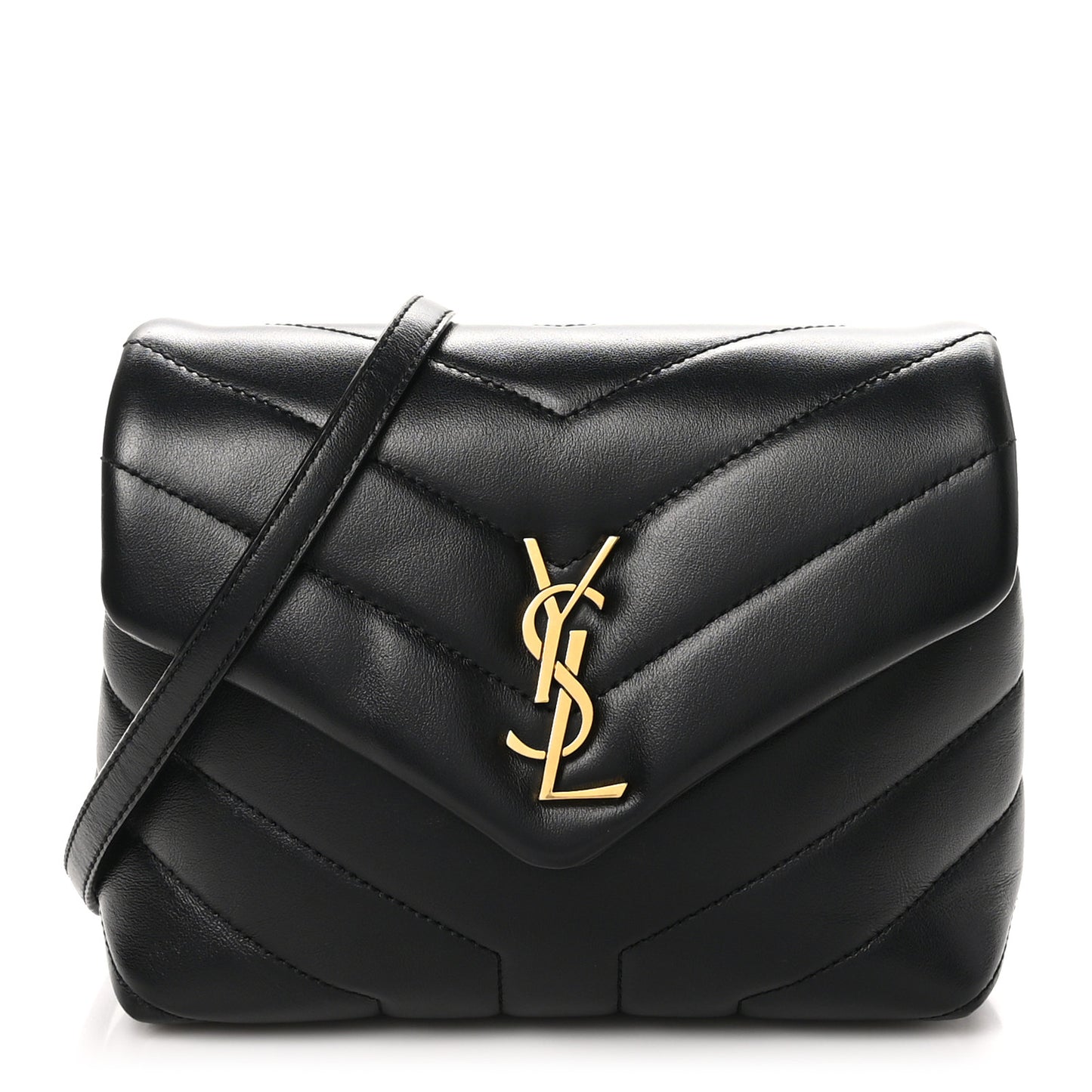 Calfskin Y Quilted Monogram Toy Loulou Crossbody Bag Black
