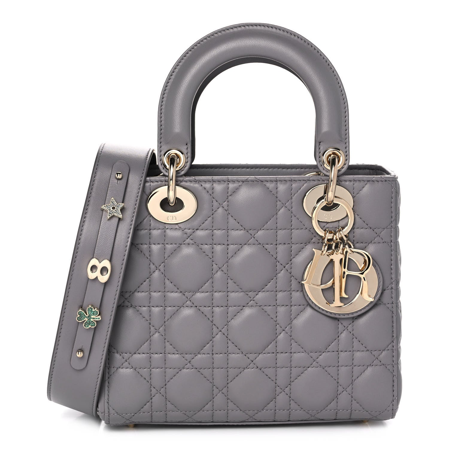 Christian Dior Lambskin Cannage Small My ABCDior Lady Dior Grey 1 of 12