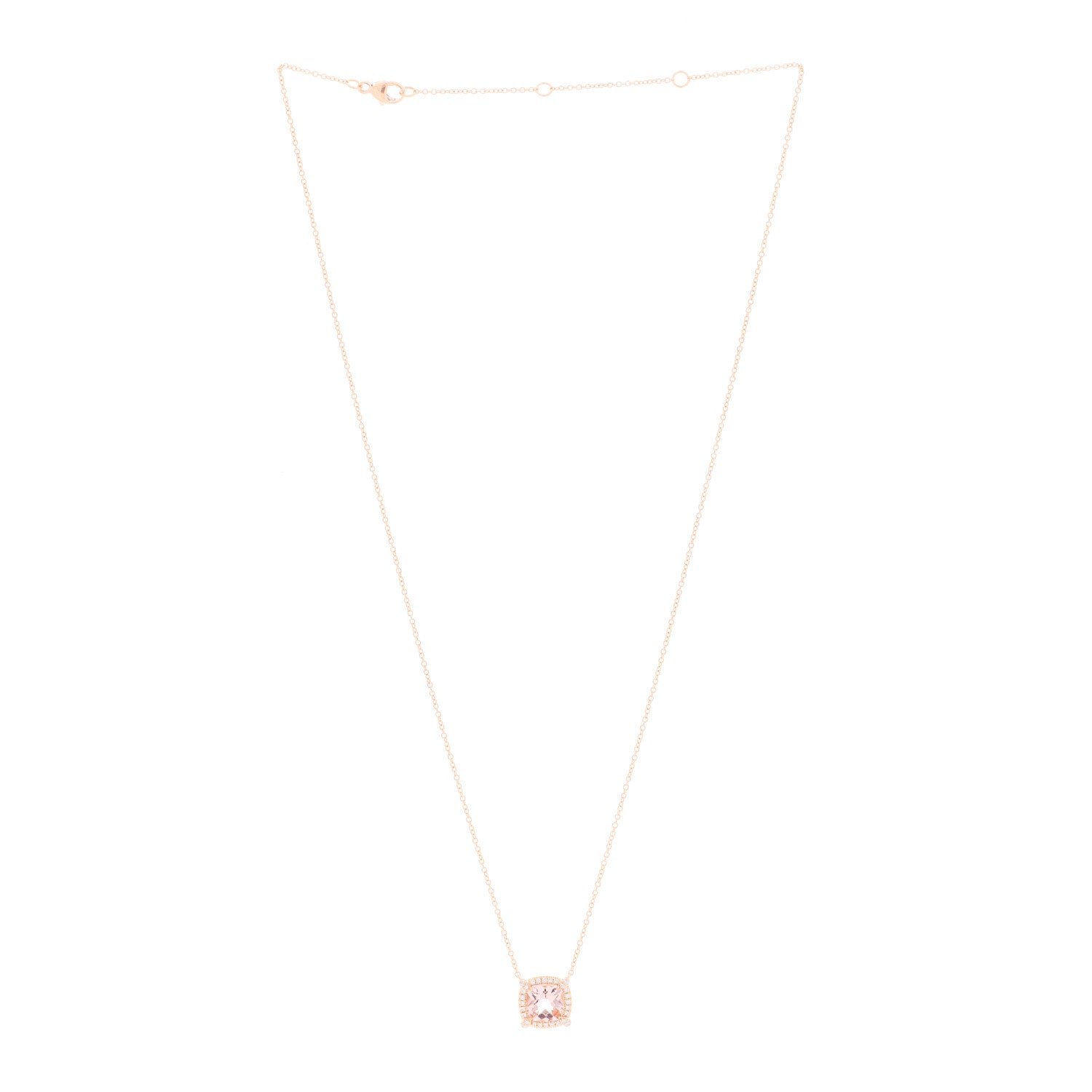 David Yurman 18K Rose Gold Diamond Morganite 7mm Petite Chatelaine Pave Bezel Pendant Necklace 2 of 3