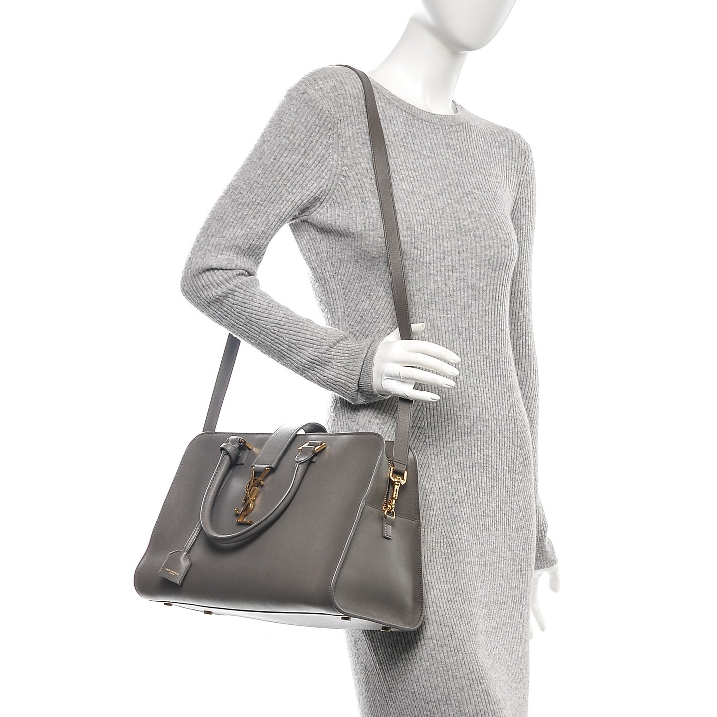 Calfskin Medium Monogram Cabas Grey