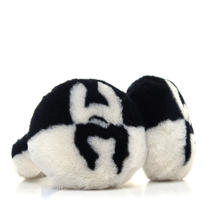Chanel Shearling CC Ear Muffs Black White 5 of 10