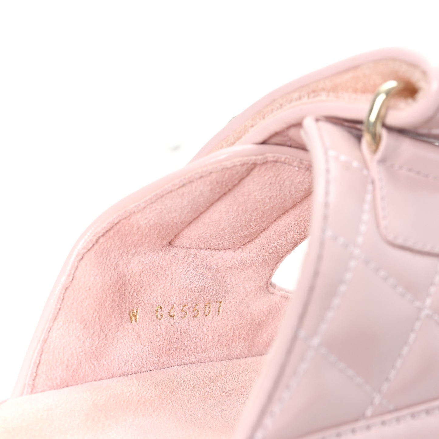 Shiny Calfskin Quilted Velcro Dad Crystal CC Slide Sandals 39 Light Pink