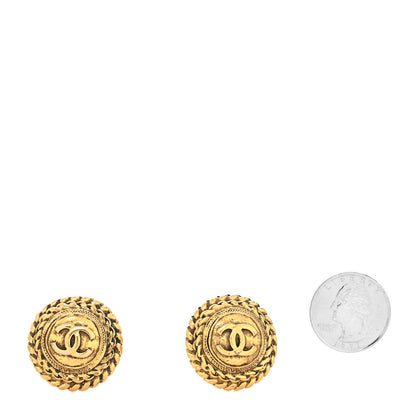 Chanel Round CC Clip On Earrings Gold 2 of 4