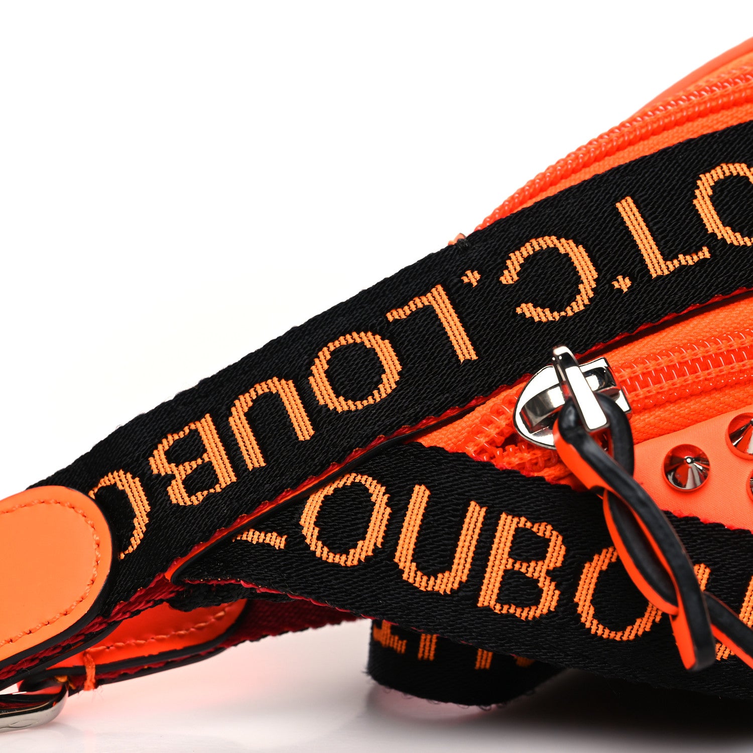 Christian Louboutin Calfskin Spiked Paris NYC Belt Bag Orange 9 of 12