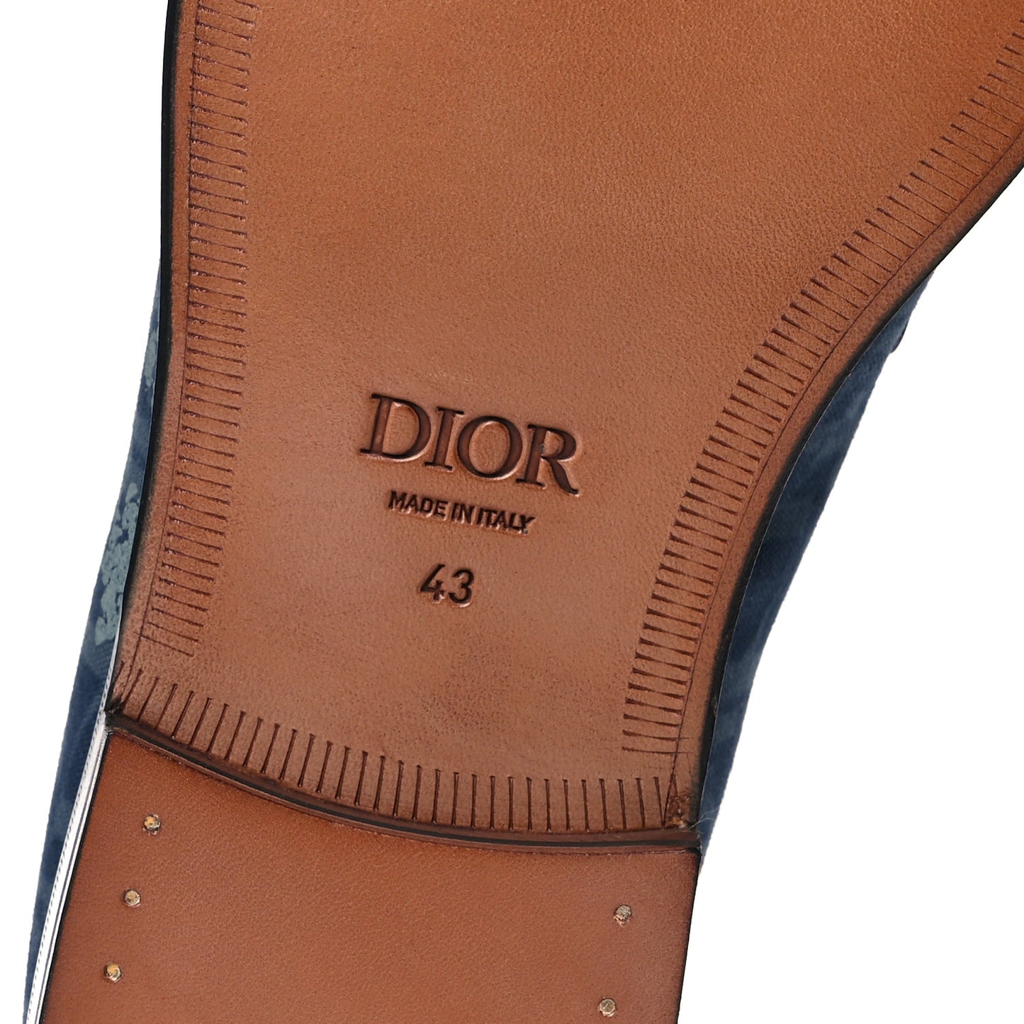 X DENIM TEARS Denim Calfskin Oblique Granville Loafers 43 Blue