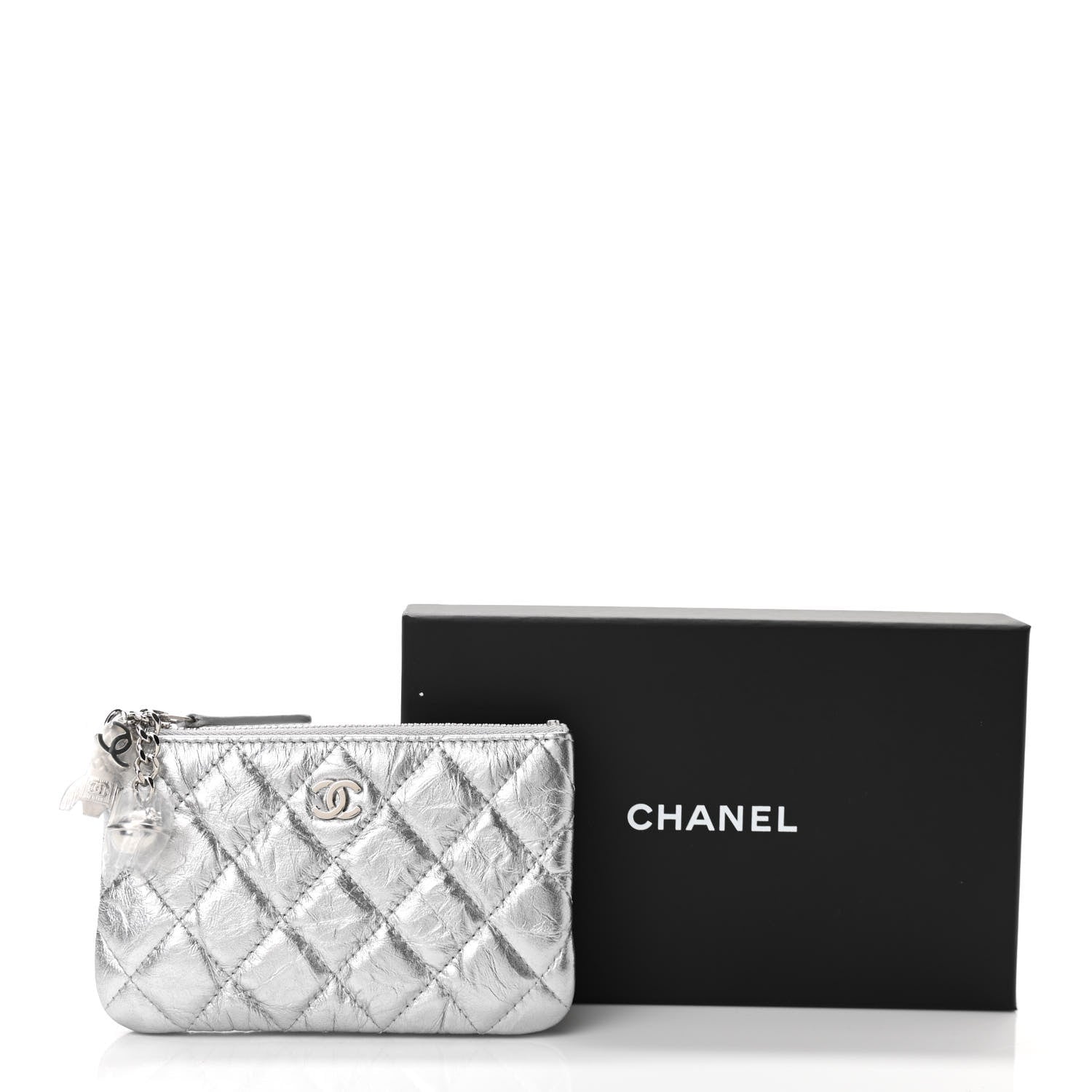Chanel Metallic Calfskin Quilted Small Cosmo Cosmetic Case Silver 8 of 8