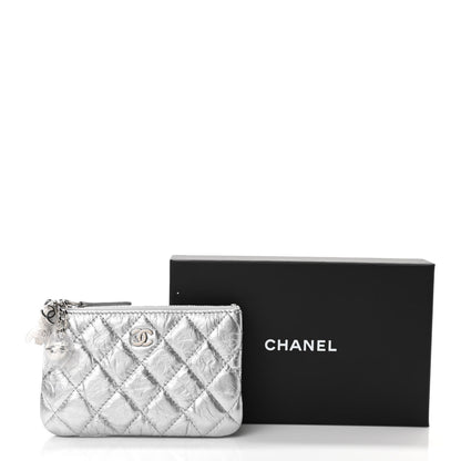Chanel Metallic Calfskin Quilted Small Cosmo Cosmetic Case Silver 8 of 8