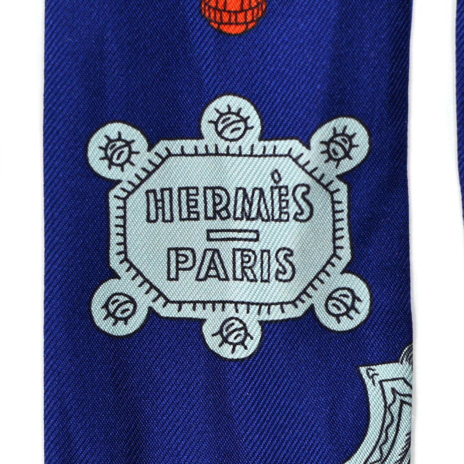 Hermes Silk Merveilleuses Lanternes Twilly Indigo Orange Bleu Glacier 3 of 5