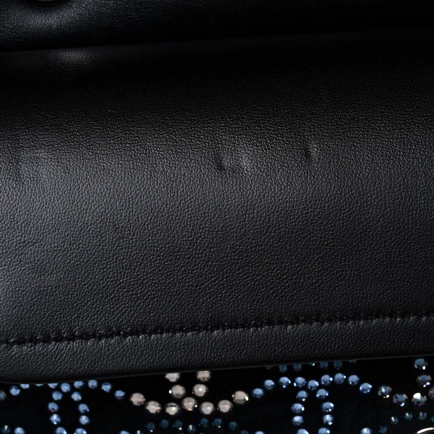Velvet Crystal Medium Double Flap Black