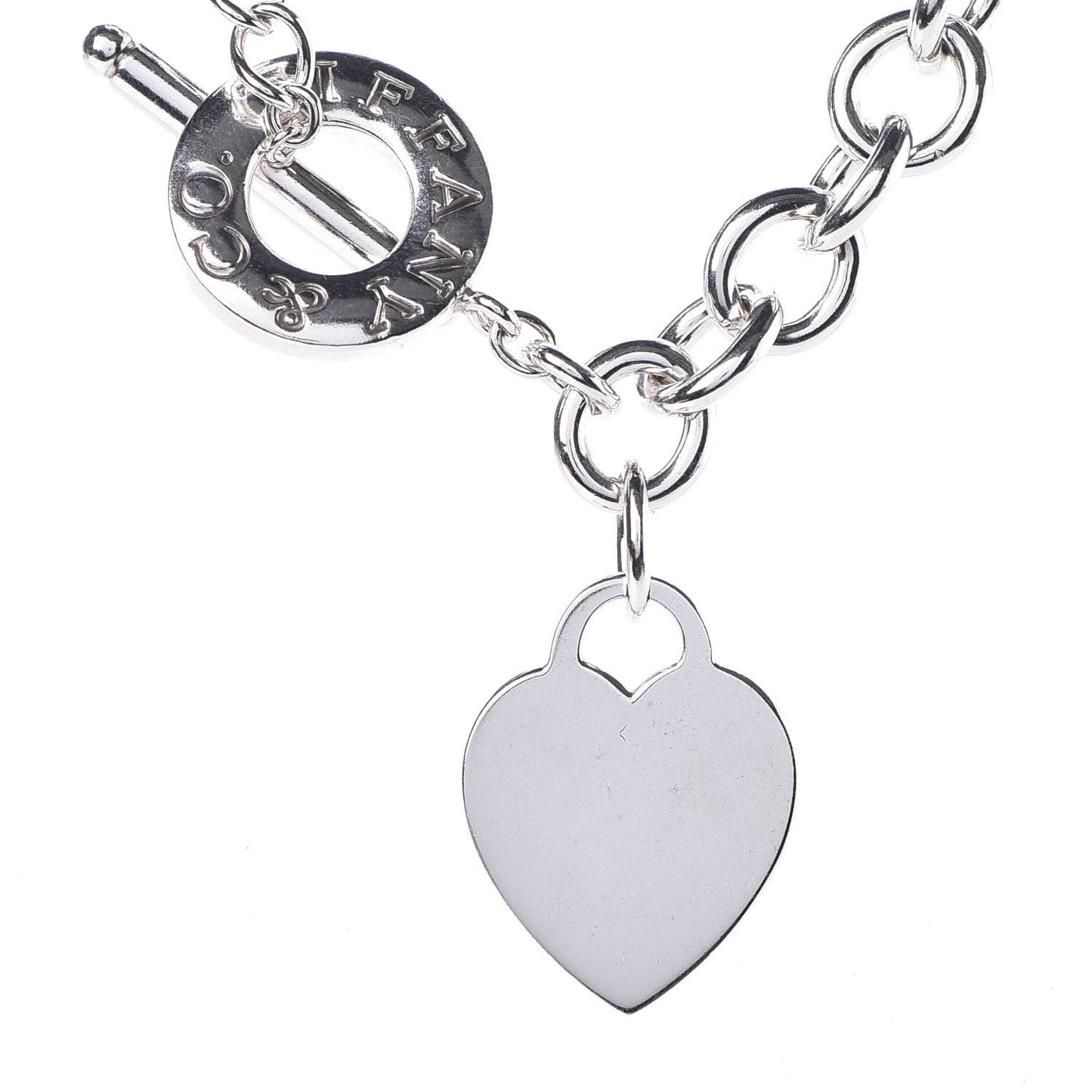 Sterling Silver Heart Tag Toggle Necklace