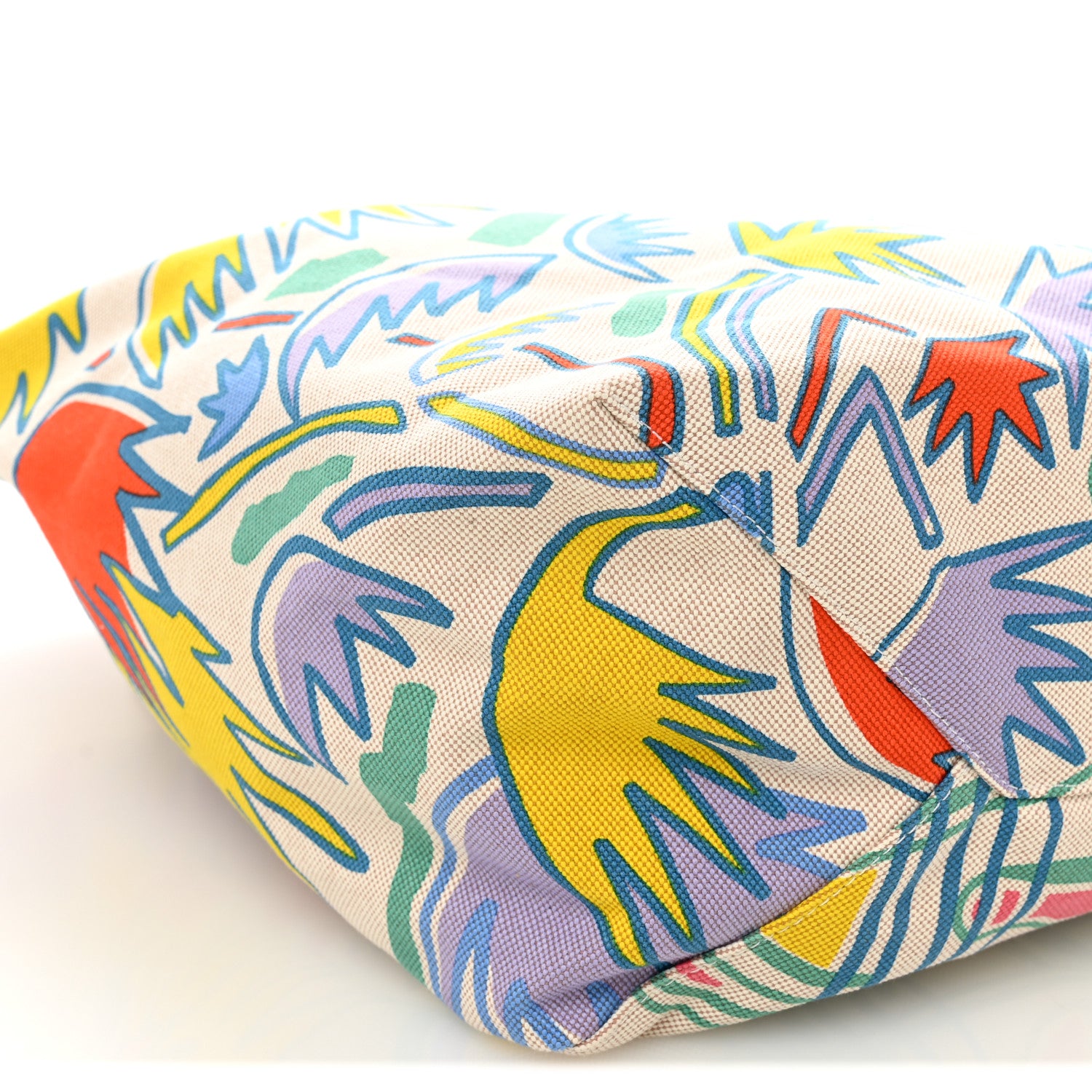 Hermes H Canvas Palm Tree Beach Bag Corail Parme Rose 9 of 10