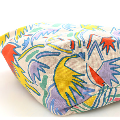 Hermes H Canvas Palm Tree Beach Bag Corail Parme Rose 9 of 10