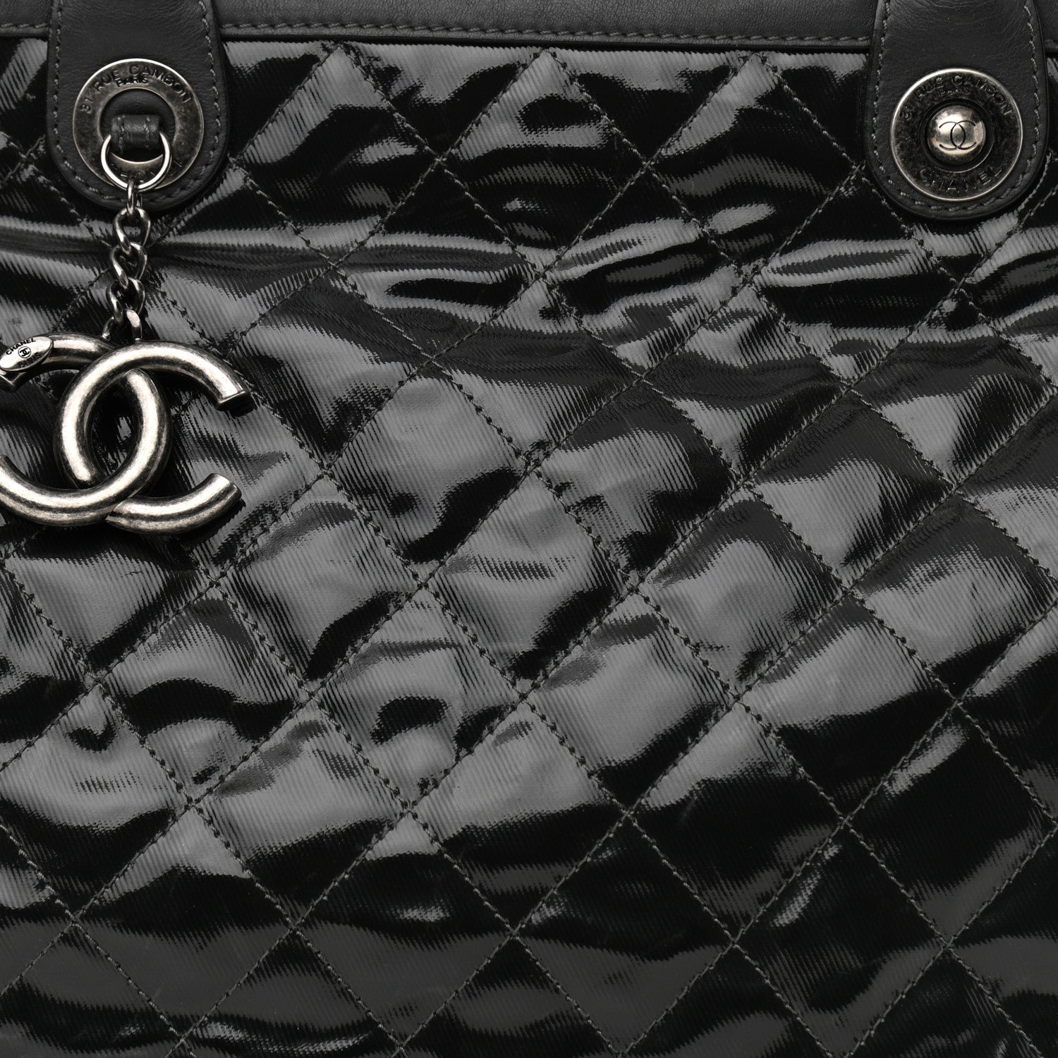 Chanel Calfskin Coated Canvas Quilted Tote Black 7 of 14