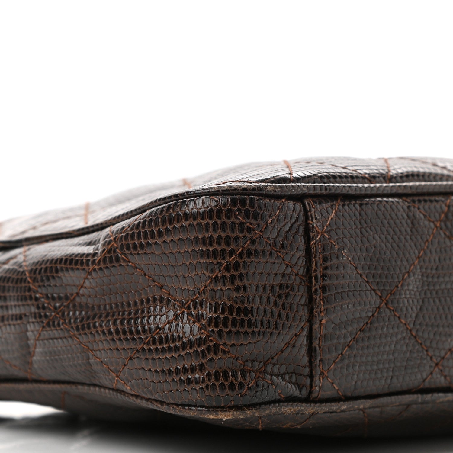 Chanel Lizard Quilted Small Tassel Camera Case Brown 4 of 17