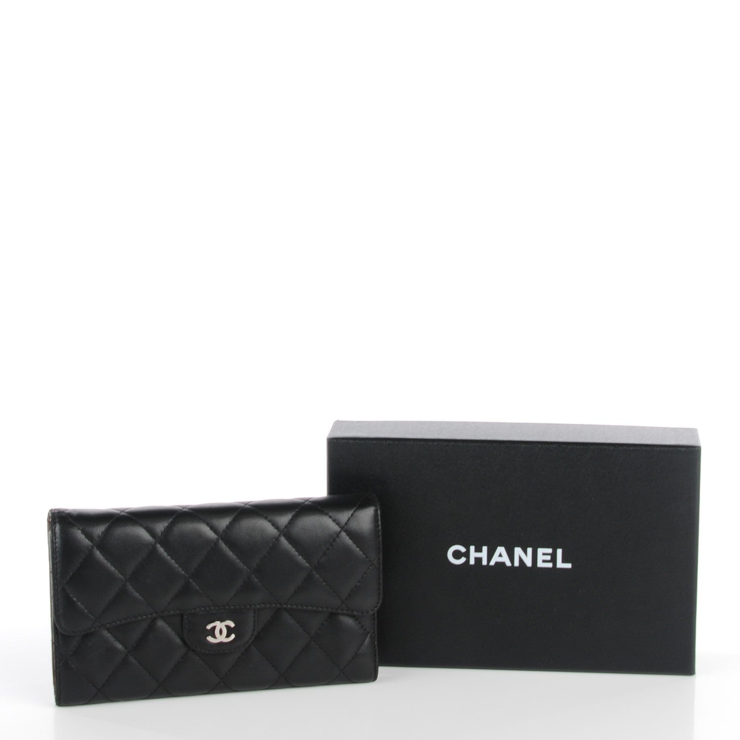 Chanel Lambskin Quilted Large Flap Wallet Black 8 of 8