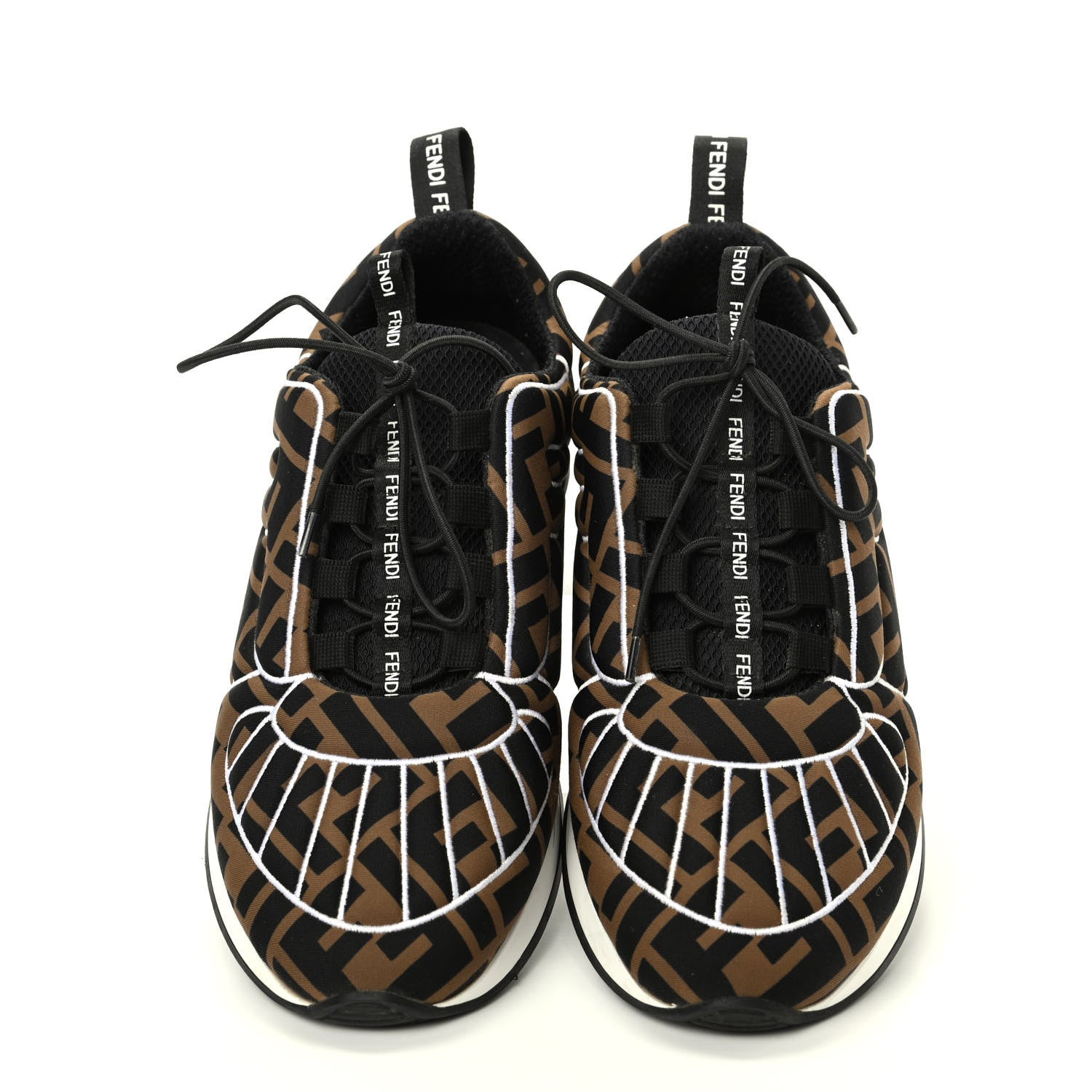 Fendi Stretch Fabric FFreedom Sneakers 36.5 Tobacco Black White 5 of 11