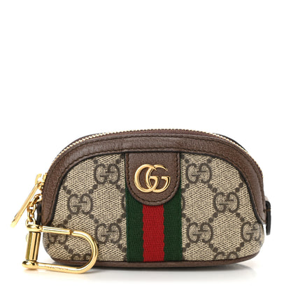 Gucci GG Supreme Monogram Web Ophidia Dome Key Pouch Beige New Acero 2 of 8