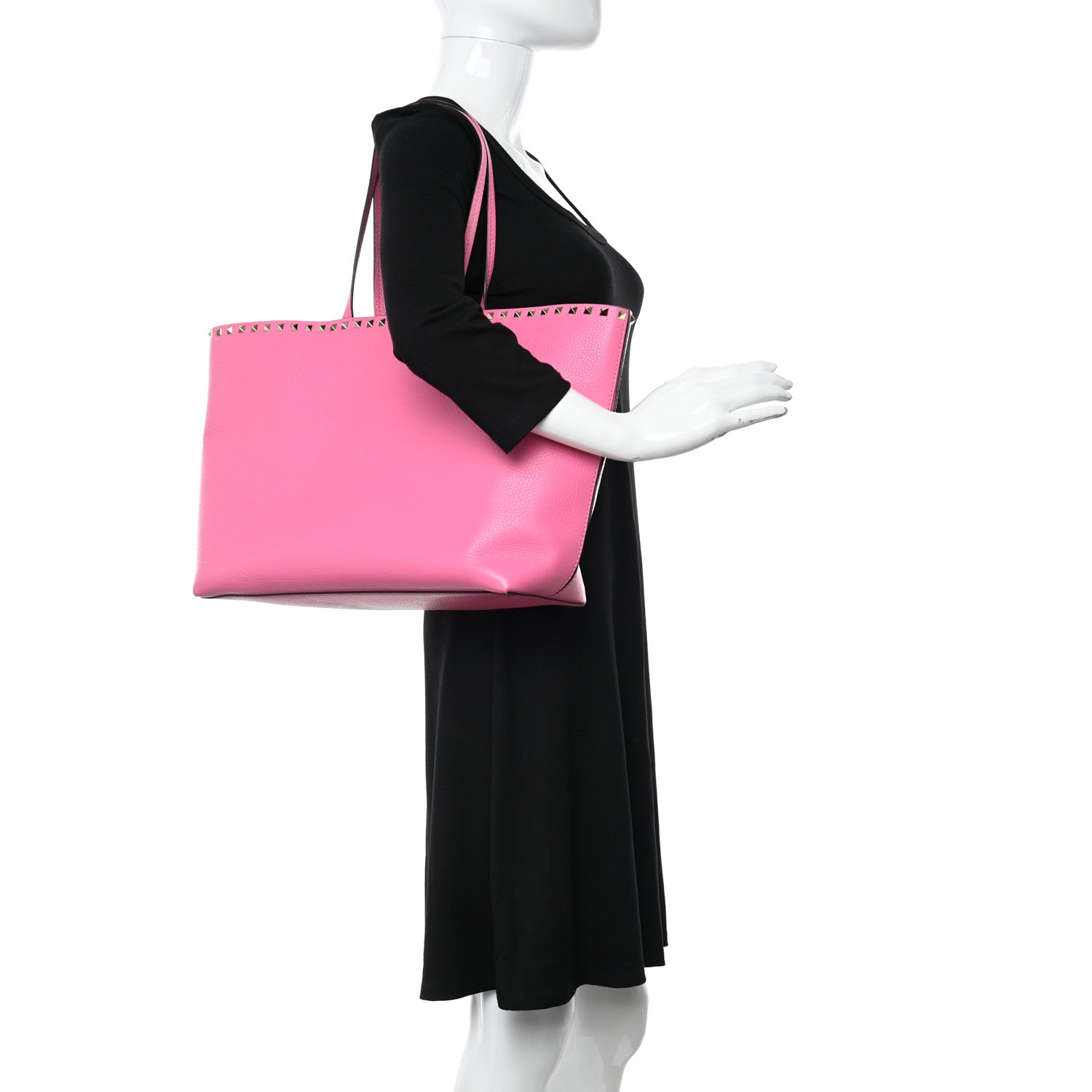 Valentino Garavani Grained Calfskin Rockstud Shoulder Tote Feminine Pink 2 of 9