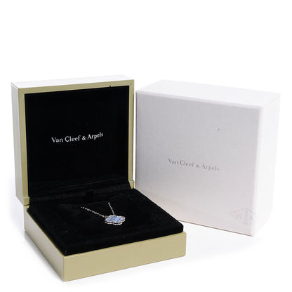 Van Cleef & Arpels 18K White Gold Chalcedony Vintage Alhambra Pendant Necklace 6 of 6