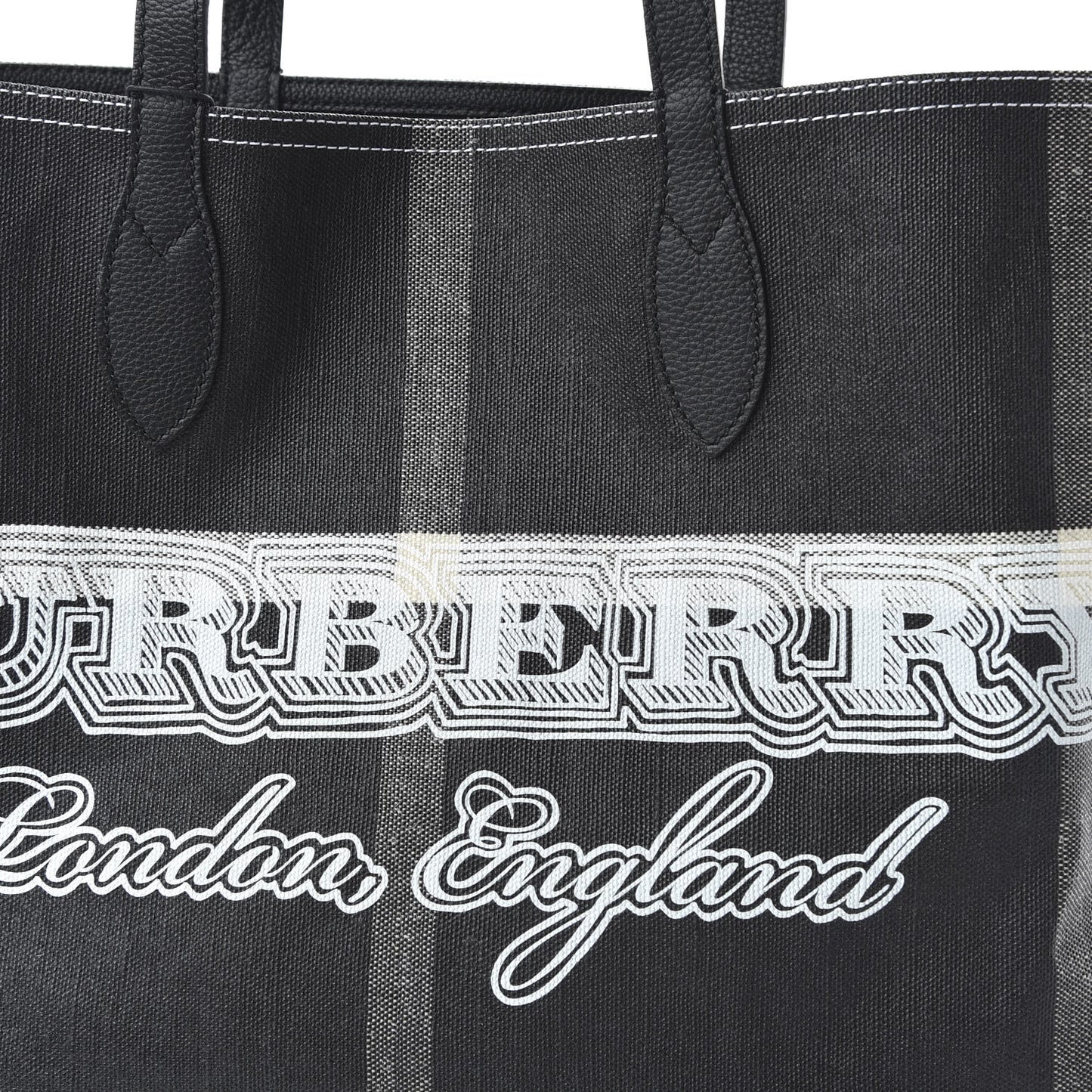 Coated Canvas Mega Check Medium Doodle Tote Black White