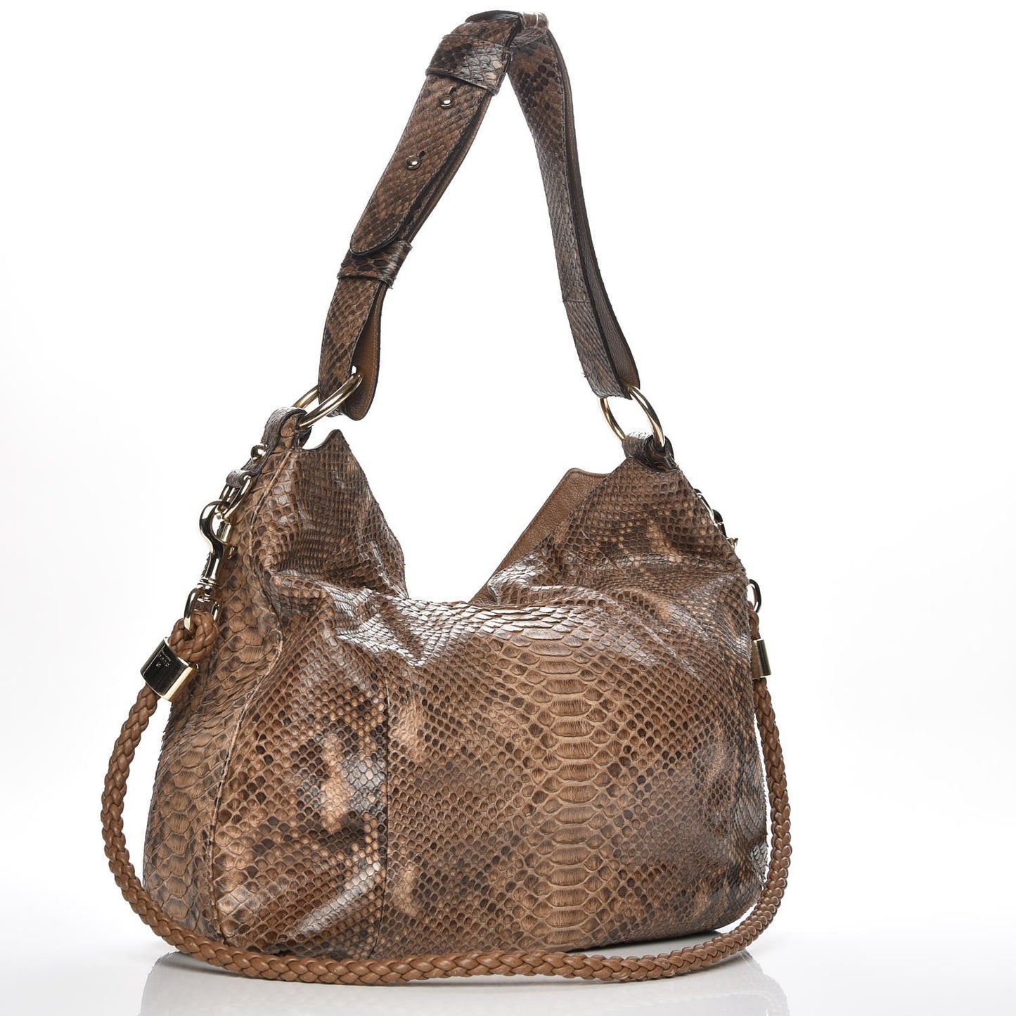 Python Medium G Wave Shoulder Bag Caramel