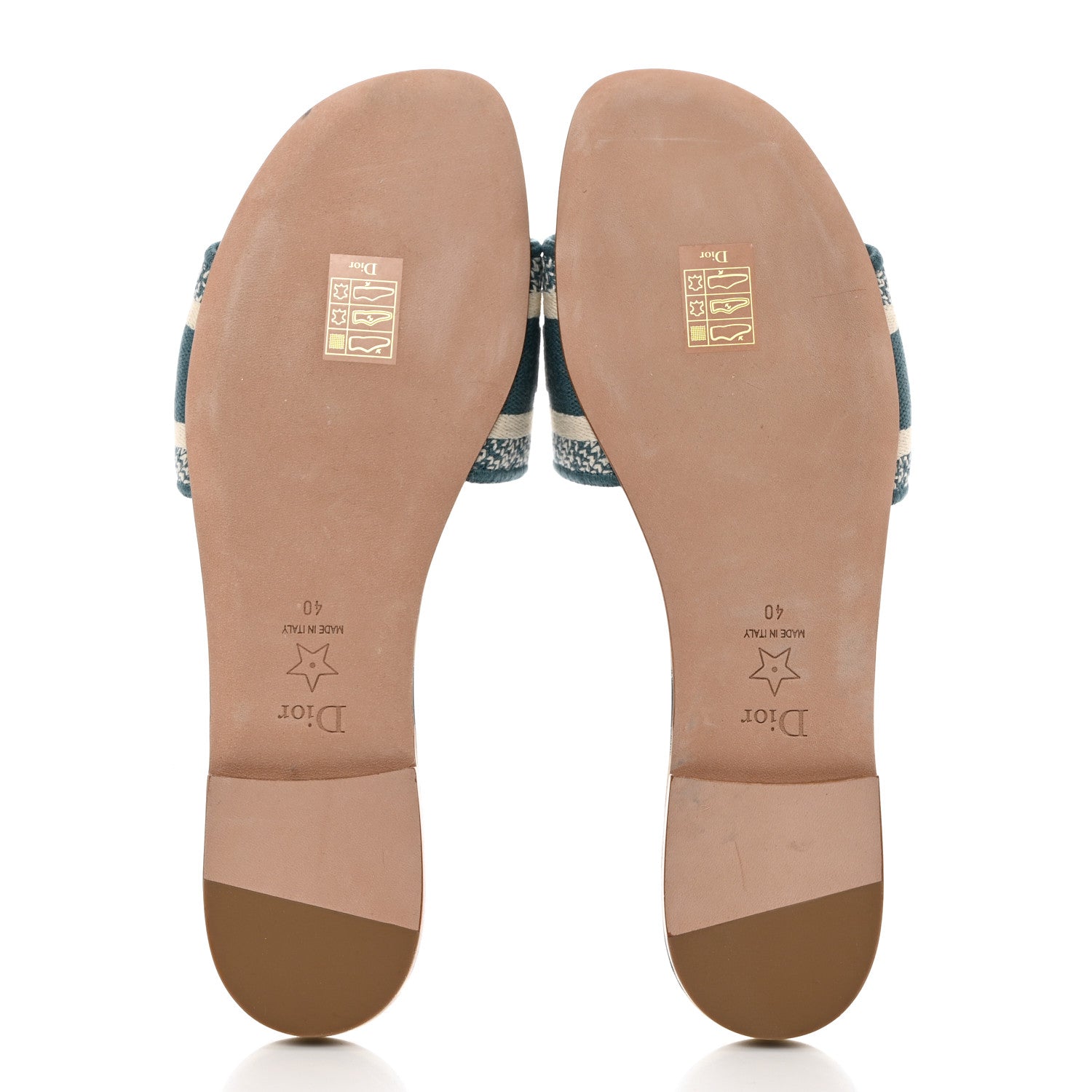 Christian Dior Cotton D-Stripes Embroidered Dway Mules Slide Sandals 40 Deep Ocean 5 of 8