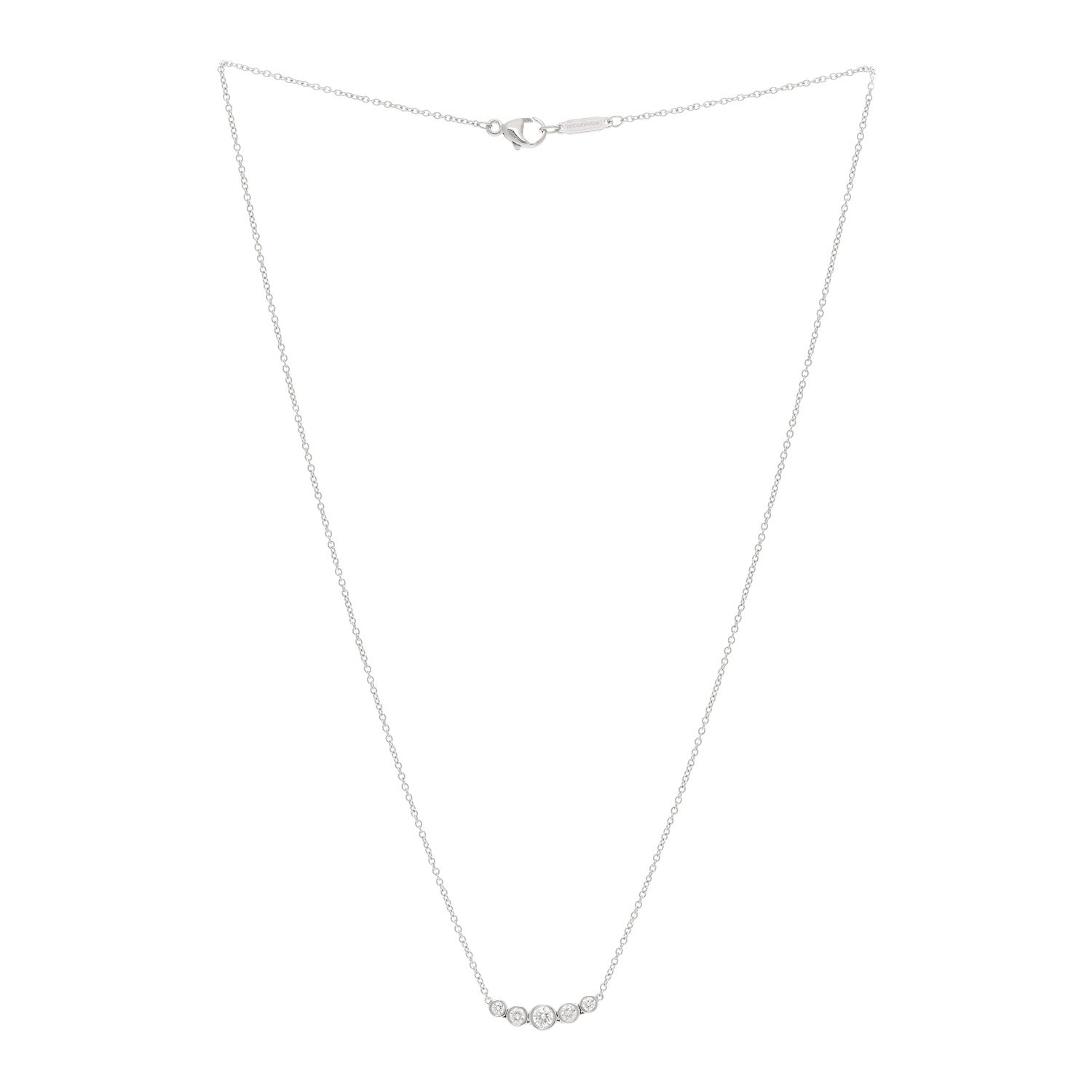 Tiffany Platinum Diamond Jazz Graduated Pendant Necklace 3 of 5
