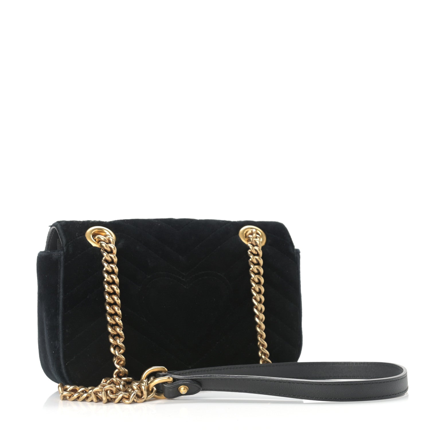 Gucci Velvet Matelasse Mini GG Marmont Shoulder Bag Black 2 of 11