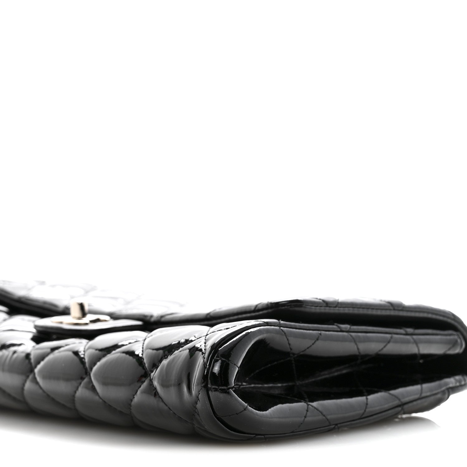 Chanel Patent Quilted Clutch with Chain Flap Black 10 of 13