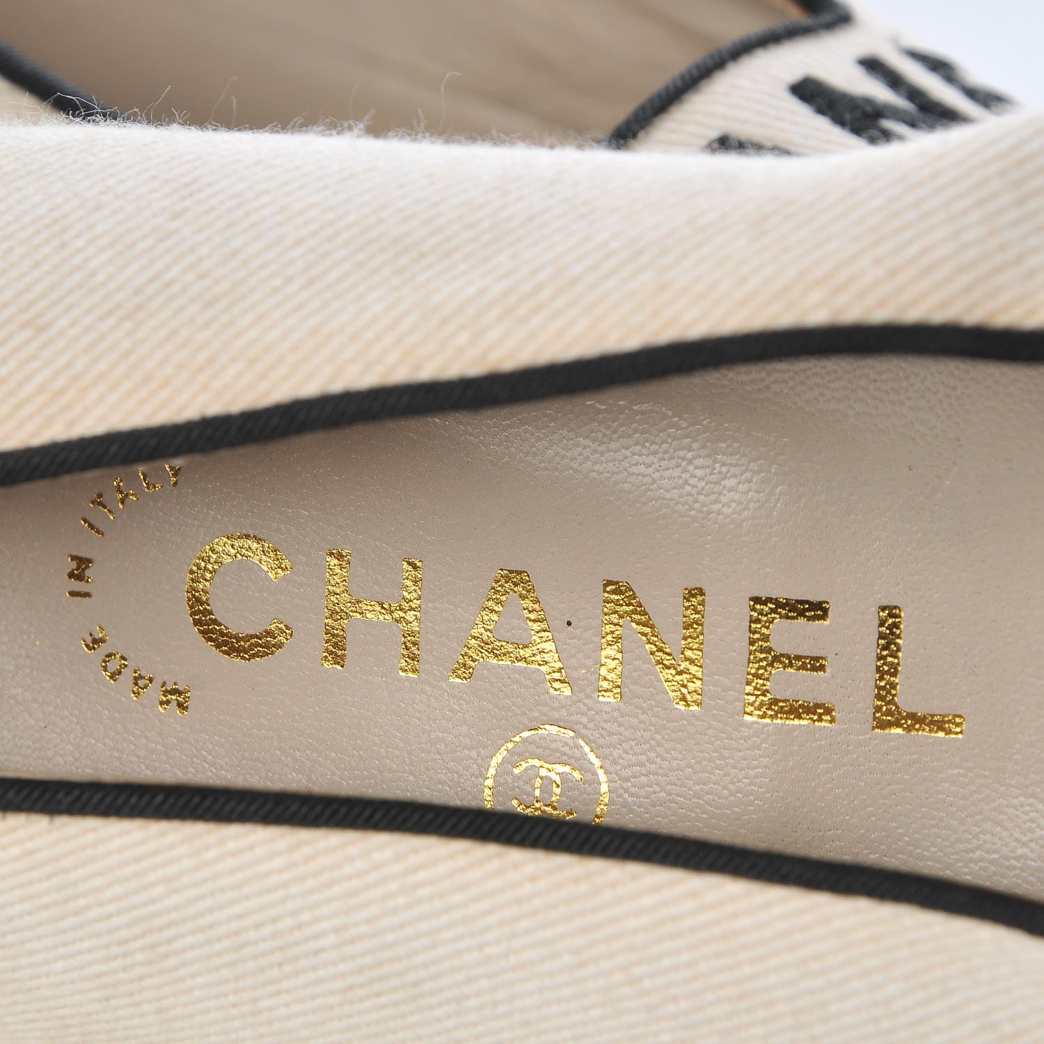 Chanel Twill Grosgrain CC Cap Toe Ballerina Flats 36.5 White Black 7 of 17
