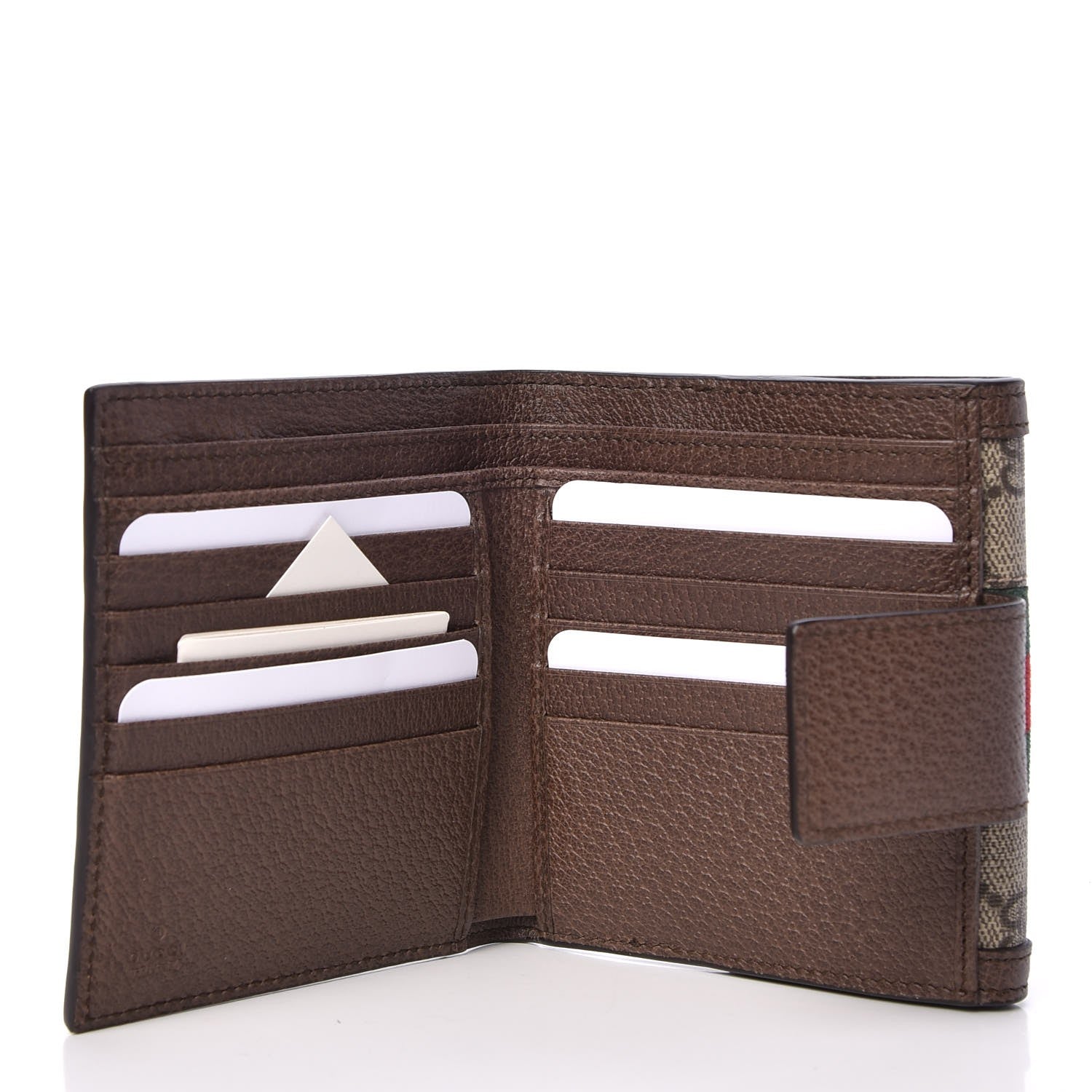 Gucci GG Supreme Monogram Web Ophidia French Flap Wallet Beige New Acero 5 of 8