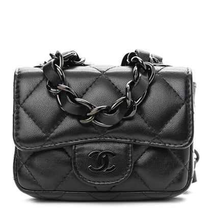 Chanel Lambskin Quilted Mini Chain Belt Bag So Black 1 of 12