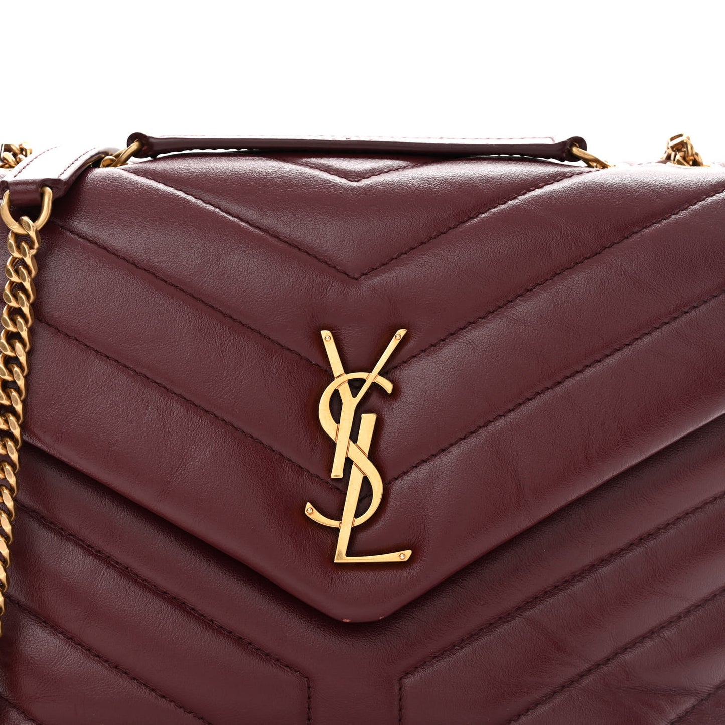 Calfskin Y Quilted Monogram Small Loulou Chain Satchel Dark Legion Red