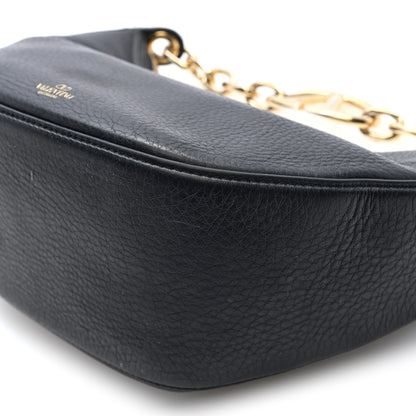 Valentino Garavani Grainy Calfskin Small Vlogo Moon Hobo Bag Black 9 of 9
