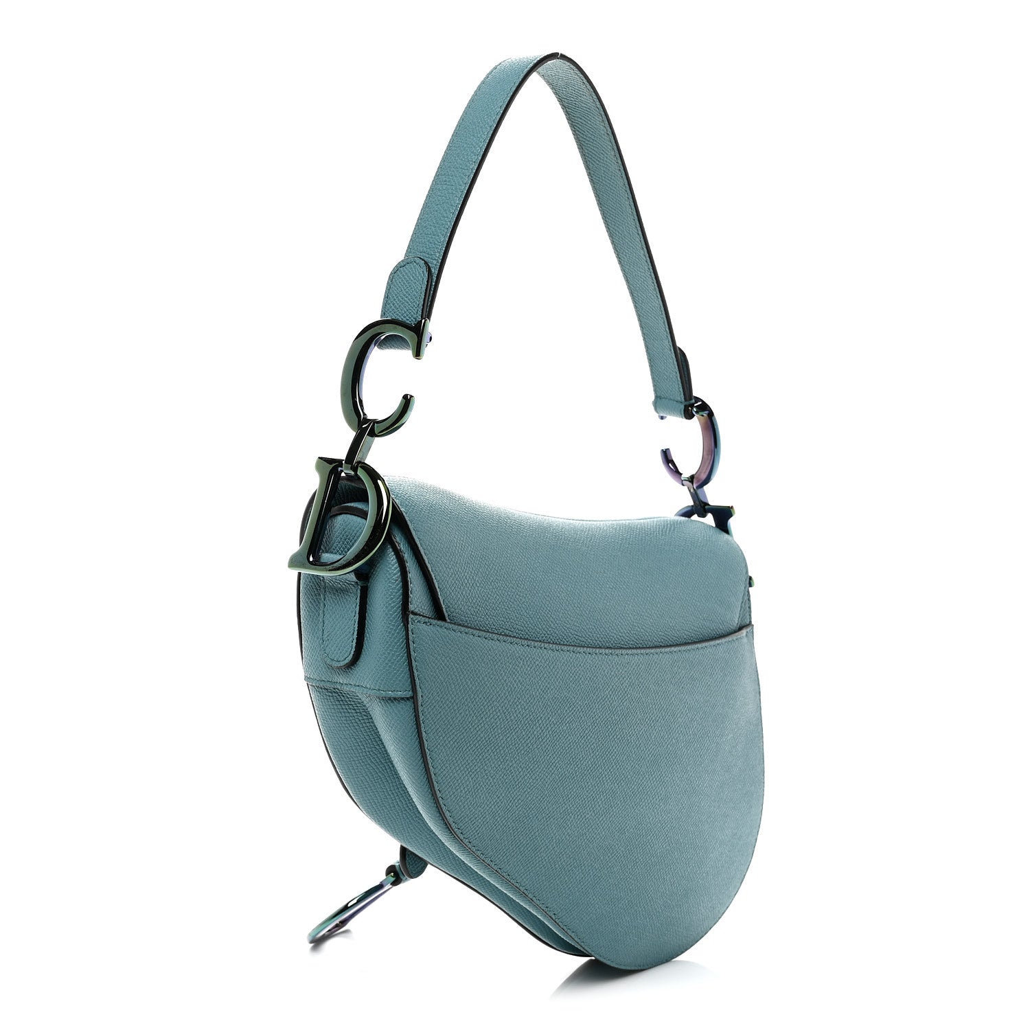 Christian Dior Grained Calfskin Saddle Bag Azure Blue 3 of 10