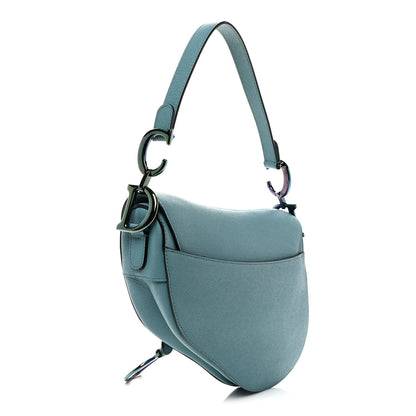 Christian Dior Grained Calfskin Saddle Bag Azure Blue 3 of 10