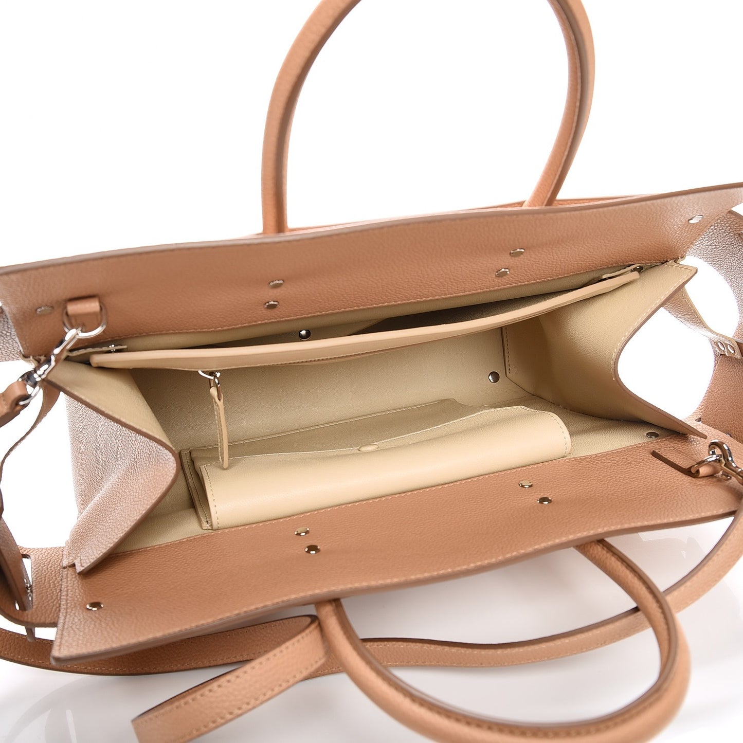 Grained Calfskin Medium Horizon Satchel Beige