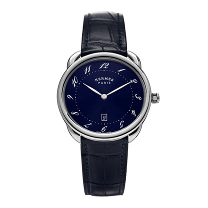 Hermes Stainless Steel Alligator 40mm Arceau Quartz Watch Bleu Abysse 1 of 5
