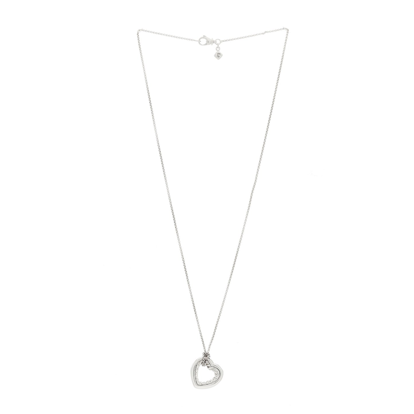 Sterling Silver 18K Yellow Gold Open Heart Cable Necklace