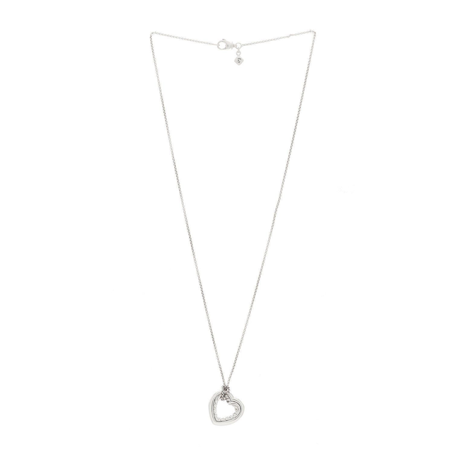 David Yurman Sterling Silver 18K Yellow Gold Open Heart Cable Necklace 3 of 7