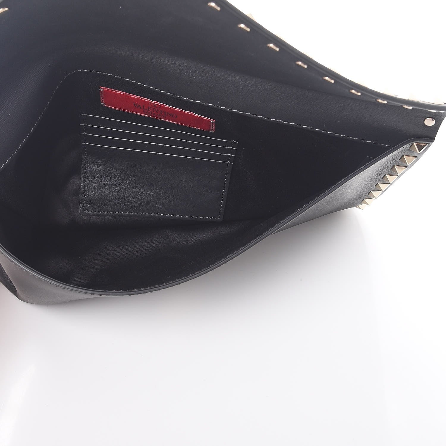 Valentino Garavani Vitello Large Rockstud Envelope Clutch Black 5 of 8