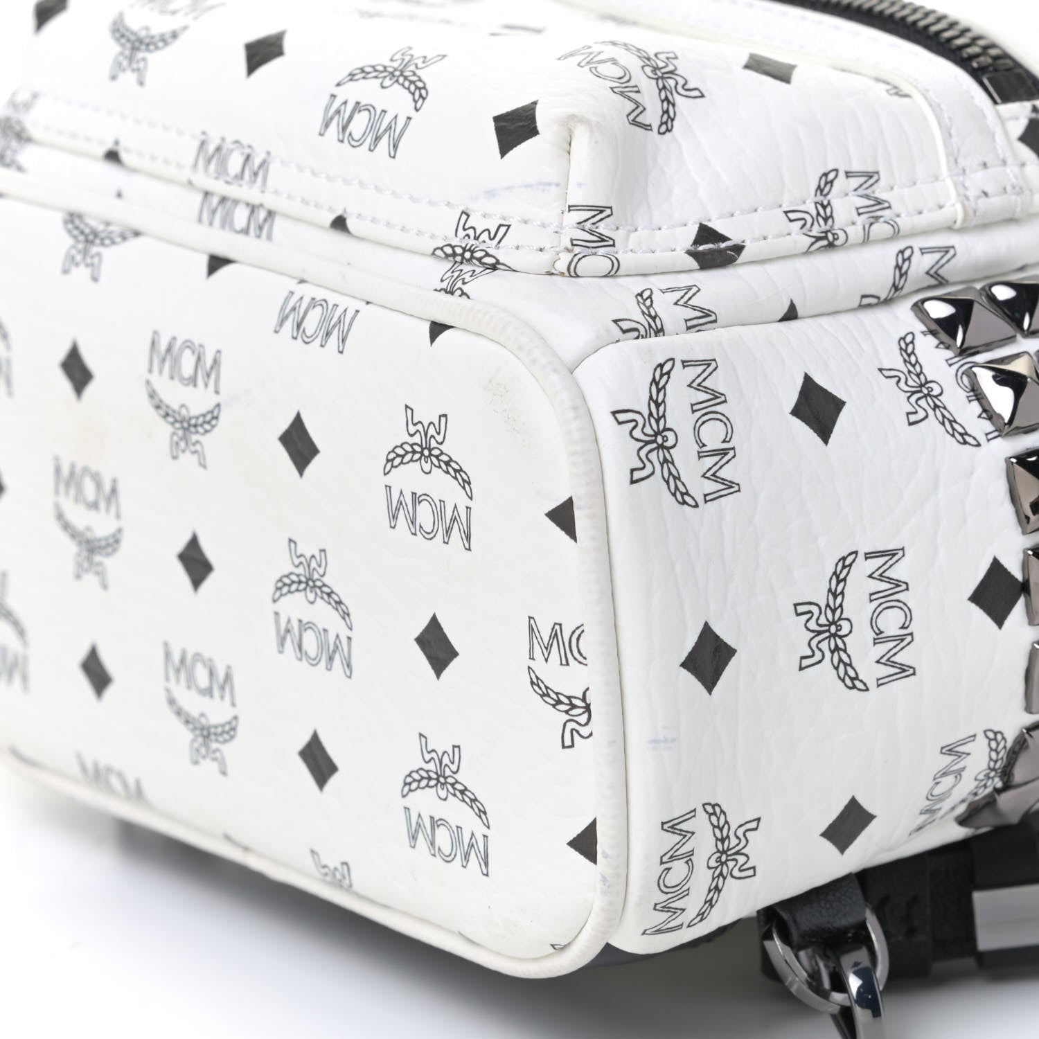 MCM Visetos Side Stud X-Mini Stark Bebe Boo Backpack White 5 of 8