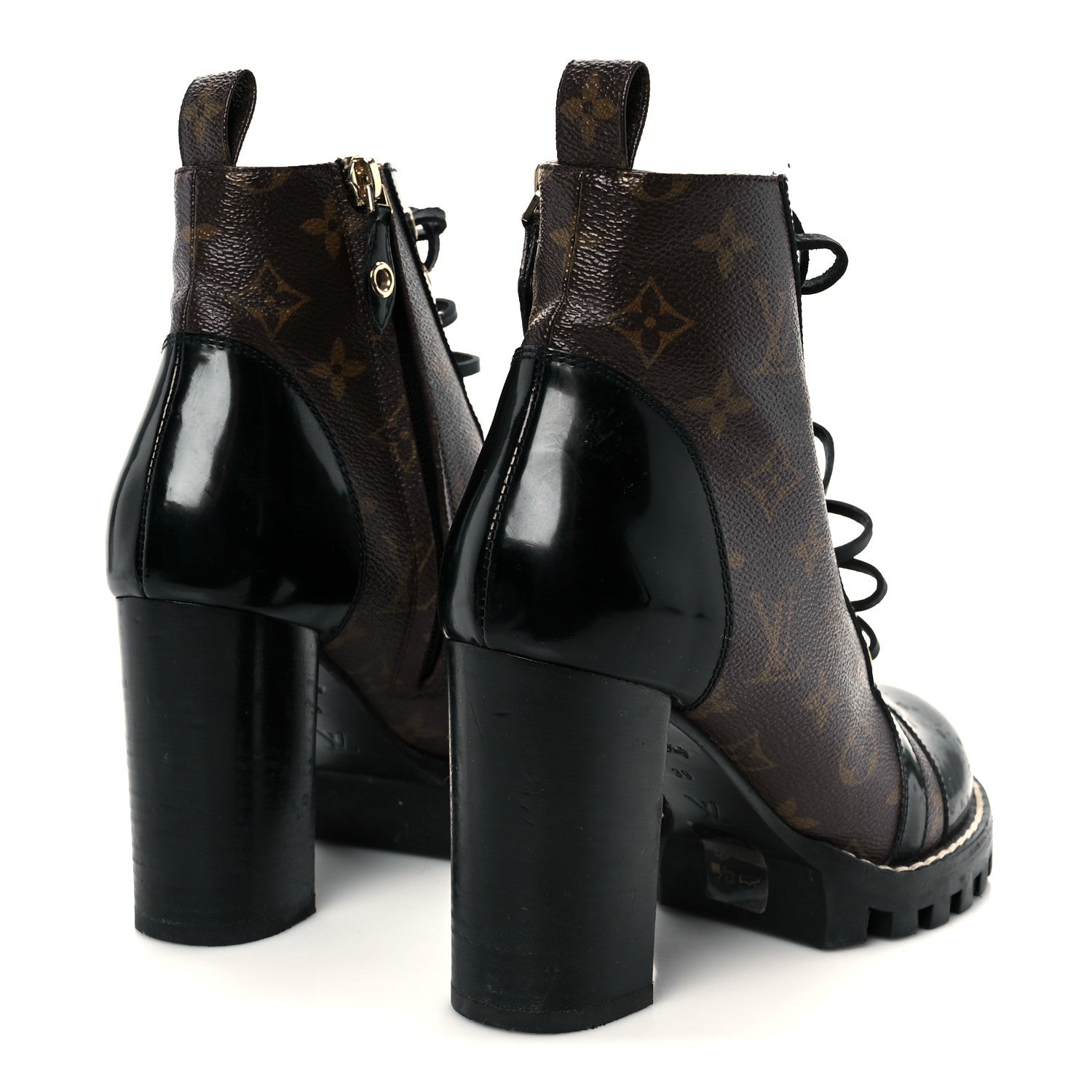 Louis Vuitton Patent Calfskin Monogram Star Trail Ankle Boots 39 Black 5 of 10