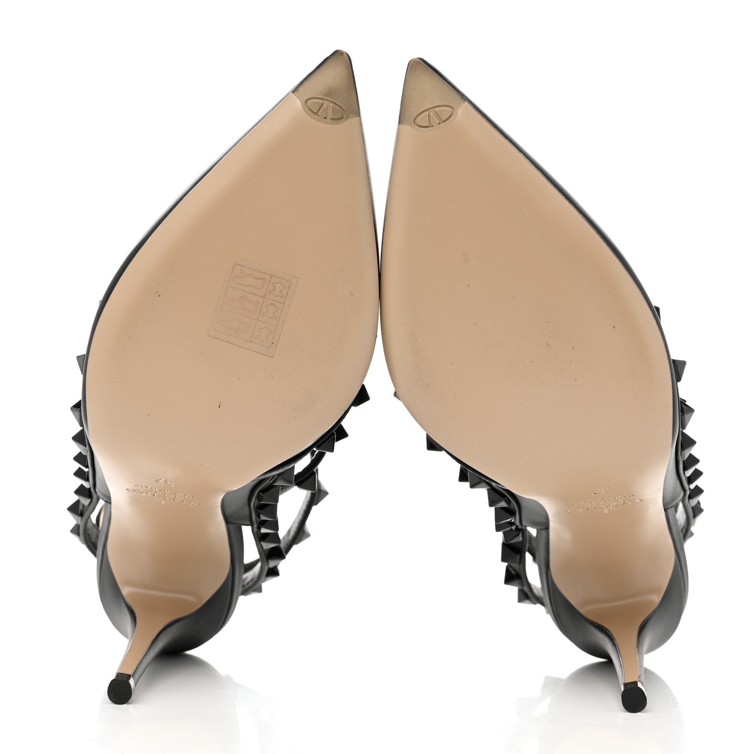 Valentino Garavani Calfskin Lacquered Monochrome Rockstud Ankle Strap 100mm Pumps 37 Black 5 of 9