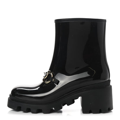 Gucci Rubber Womens Horsebit Ankle Boots 37 Black 1 of 7