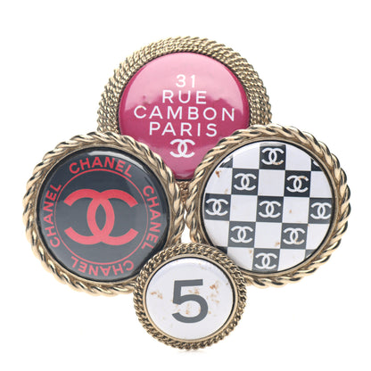 Chanel Logo Button Brooch Gold 1 of 4