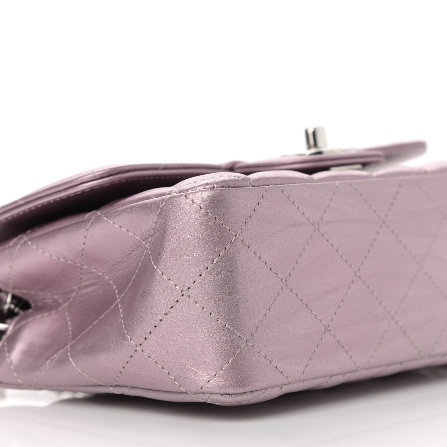 Metallic Calfskin Quilted Mini Rectangular Flap Pink