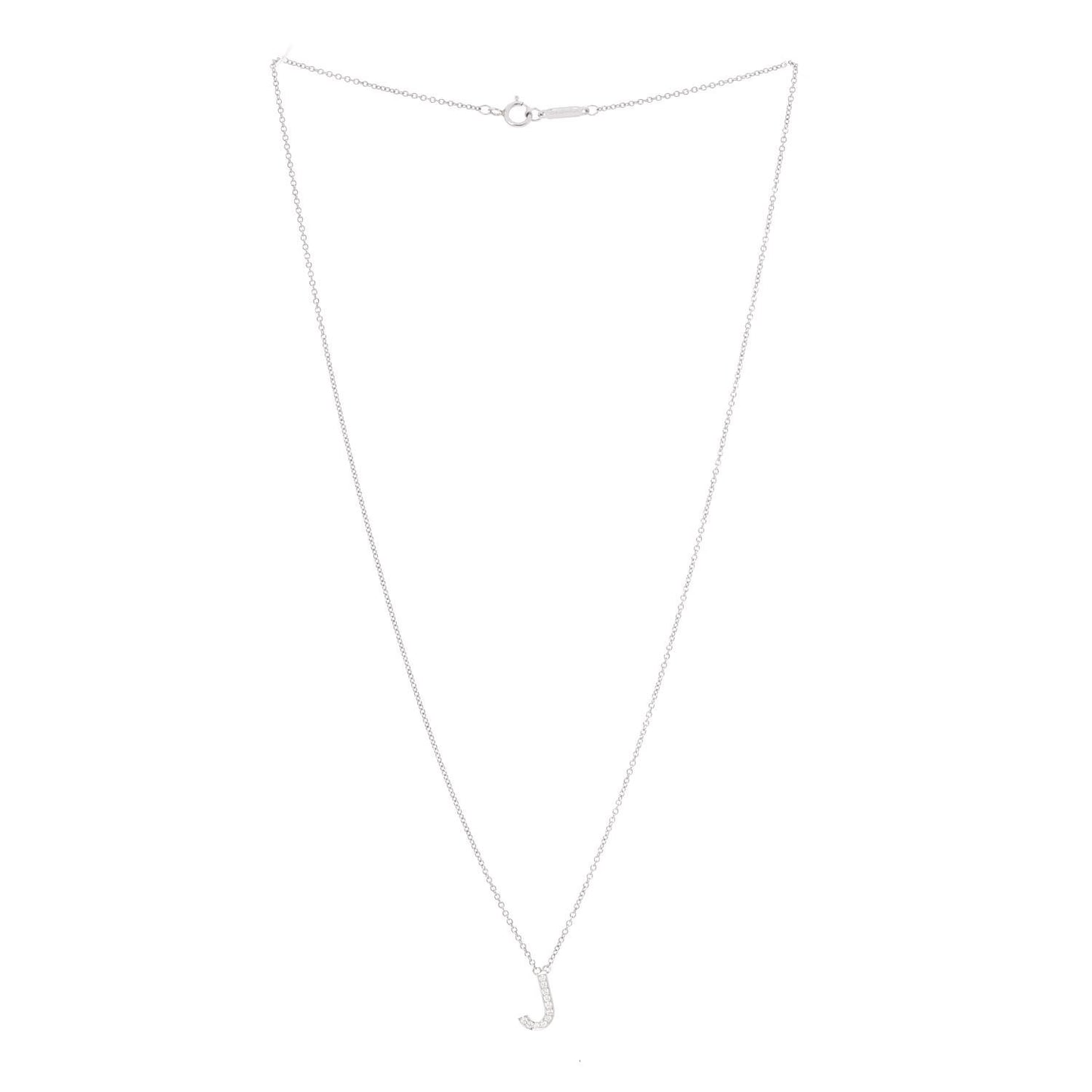Platinum Diamond Letters J Pendant Necklace
